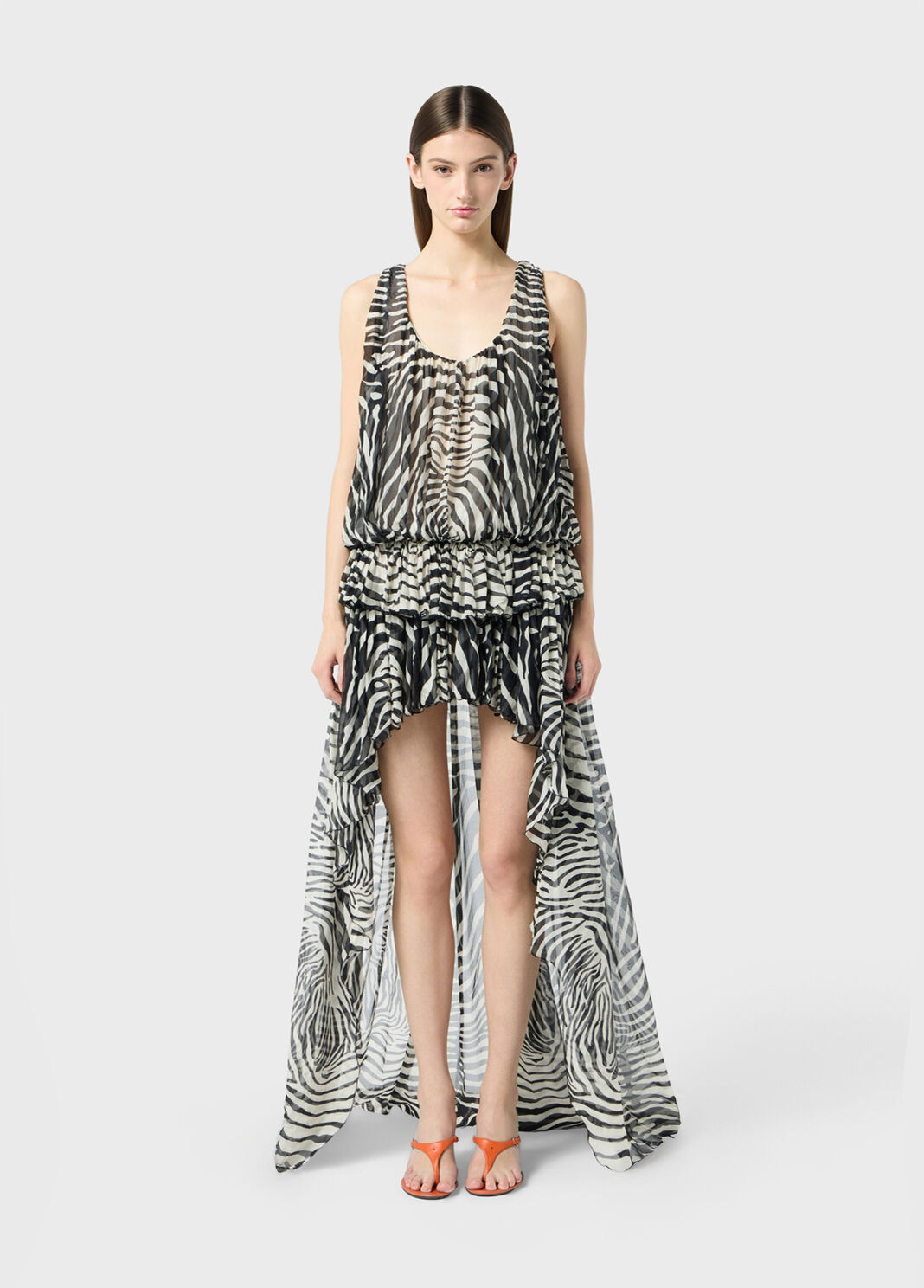 Asymmetrical zebra-print chiffon dress  Blumarine - large image number 0