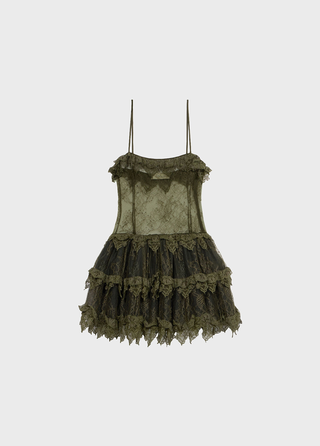 Vestido corto de encaje Chantilly con volantes y bordes festoneados  Blumarine - large image number 4