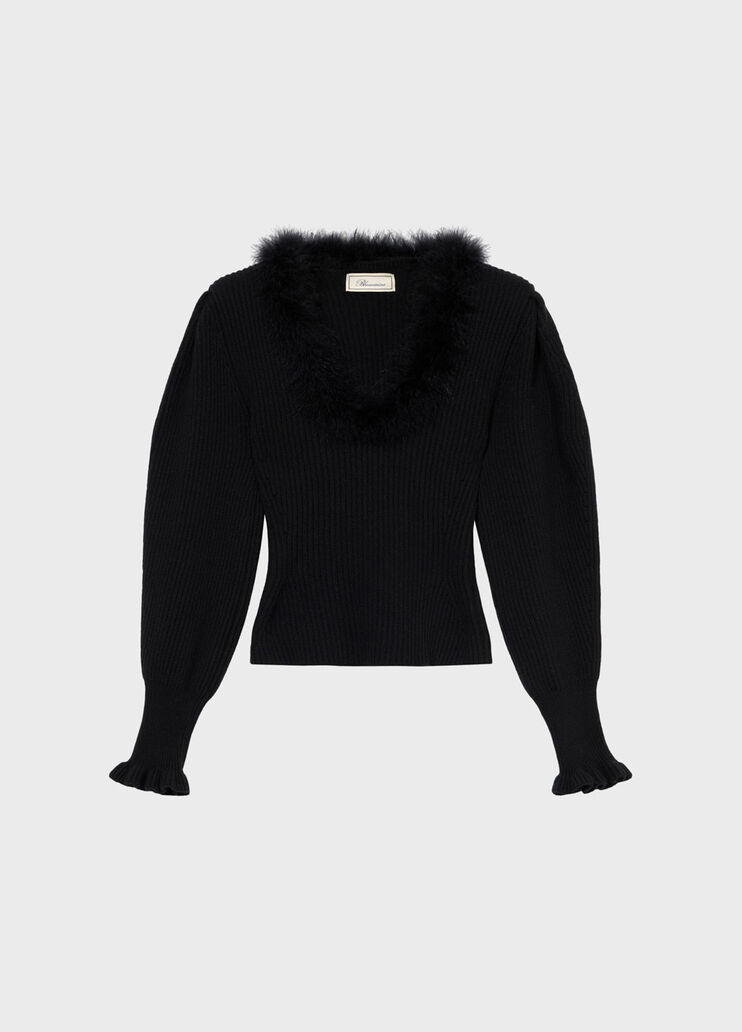 Wool jumper with fur-trimmed neckline  Blumarine - medium