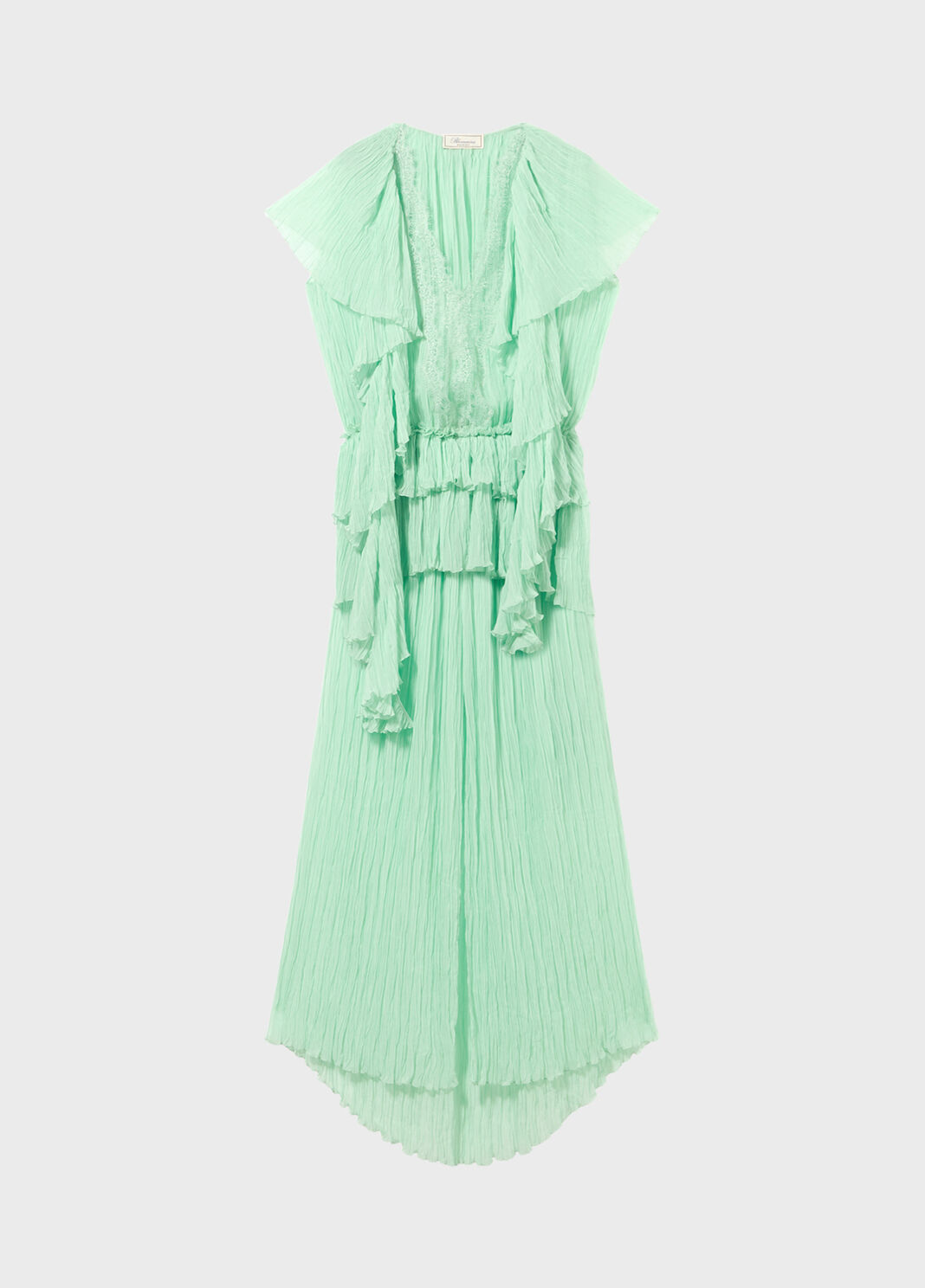 Langes, plissiertes Georgette-Kleid mit Spitzeneinsatz  Blumarine - large image number 4