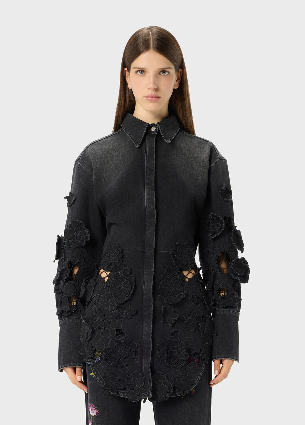 Denim shirt with inset embroidery  Blumarine - large image number 0