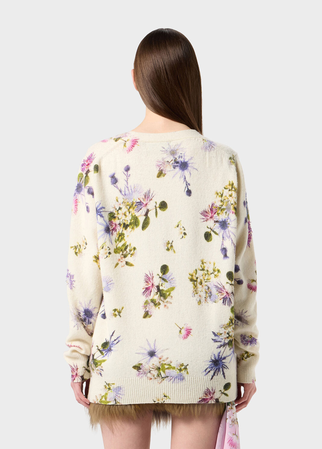 Wool cardigan with bouquet print and embroidery  Blumarine - large image number 1