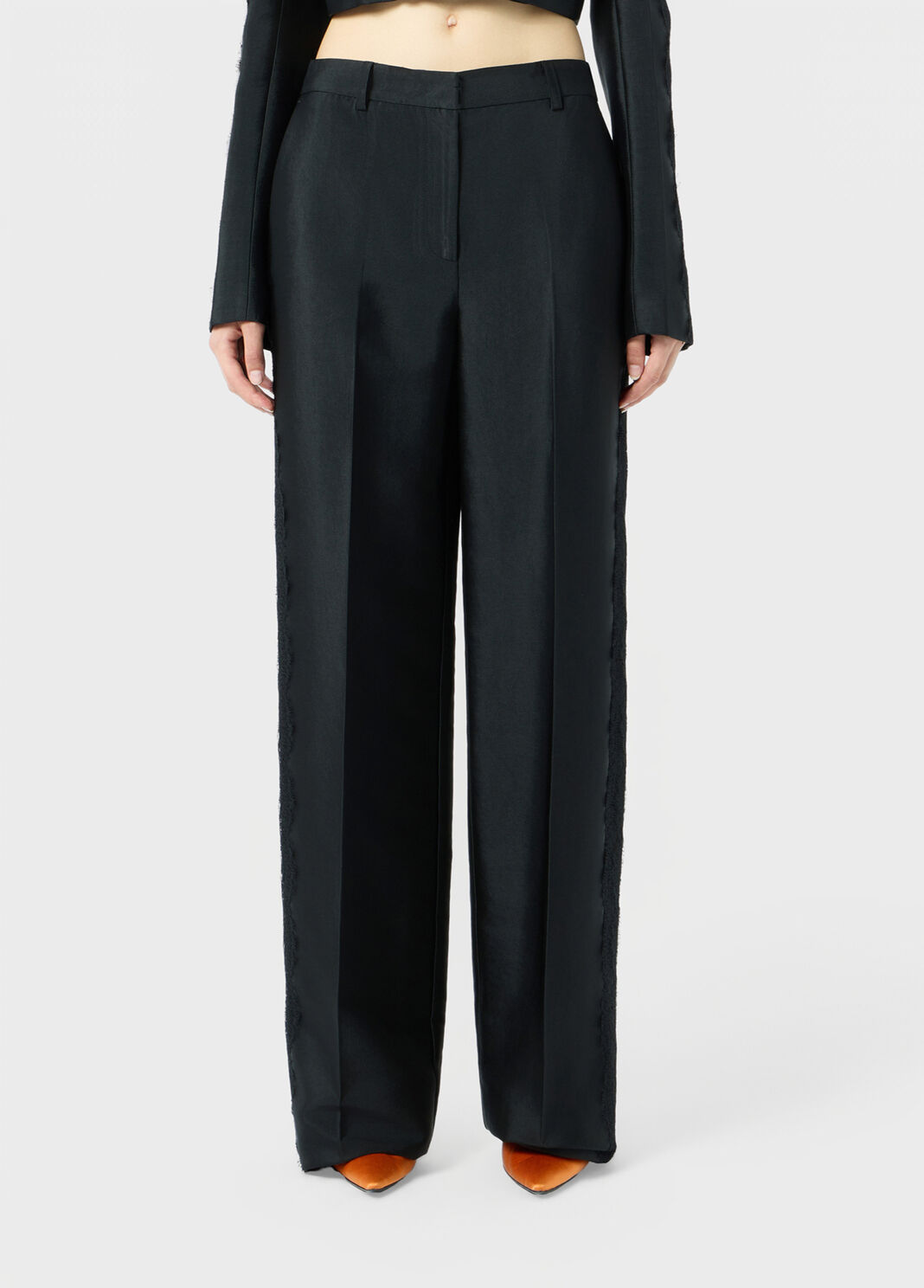 Glossy viscose trousers with lace  Blumarine - large image number 0