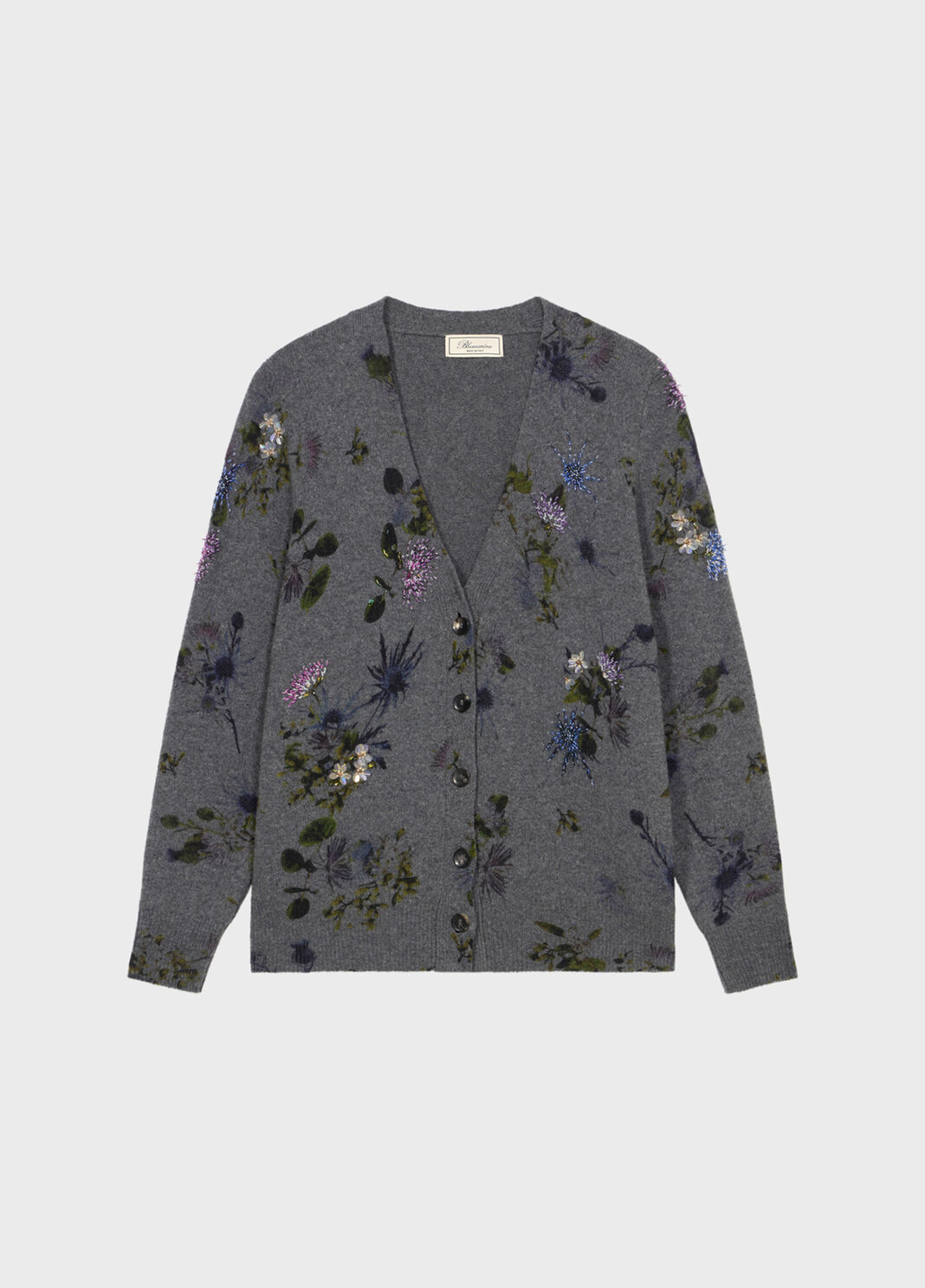 Wool cardigan with bouquet print and embroidery  Blumarine - large image number 4