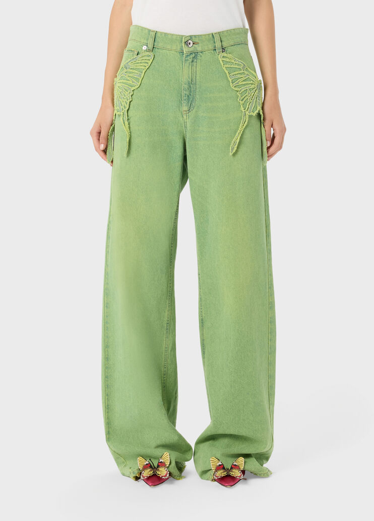 Wide leg jeans with butterfly embroidery  Blumarine - medium