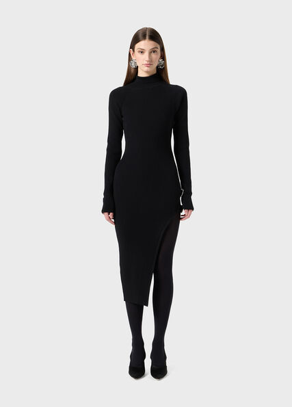 Midi knit dress with buckles