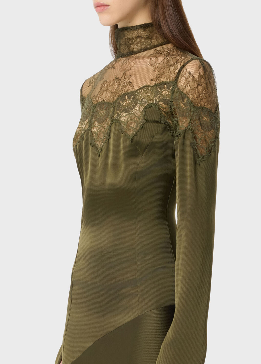 Midi satin dress with scalloped lace yoke  Blumarine - large image number 2