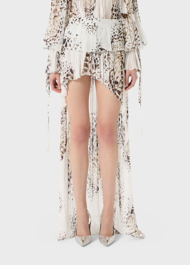 Gonna asimmetrica in georgette a stampa con volant  Blumarine - medium