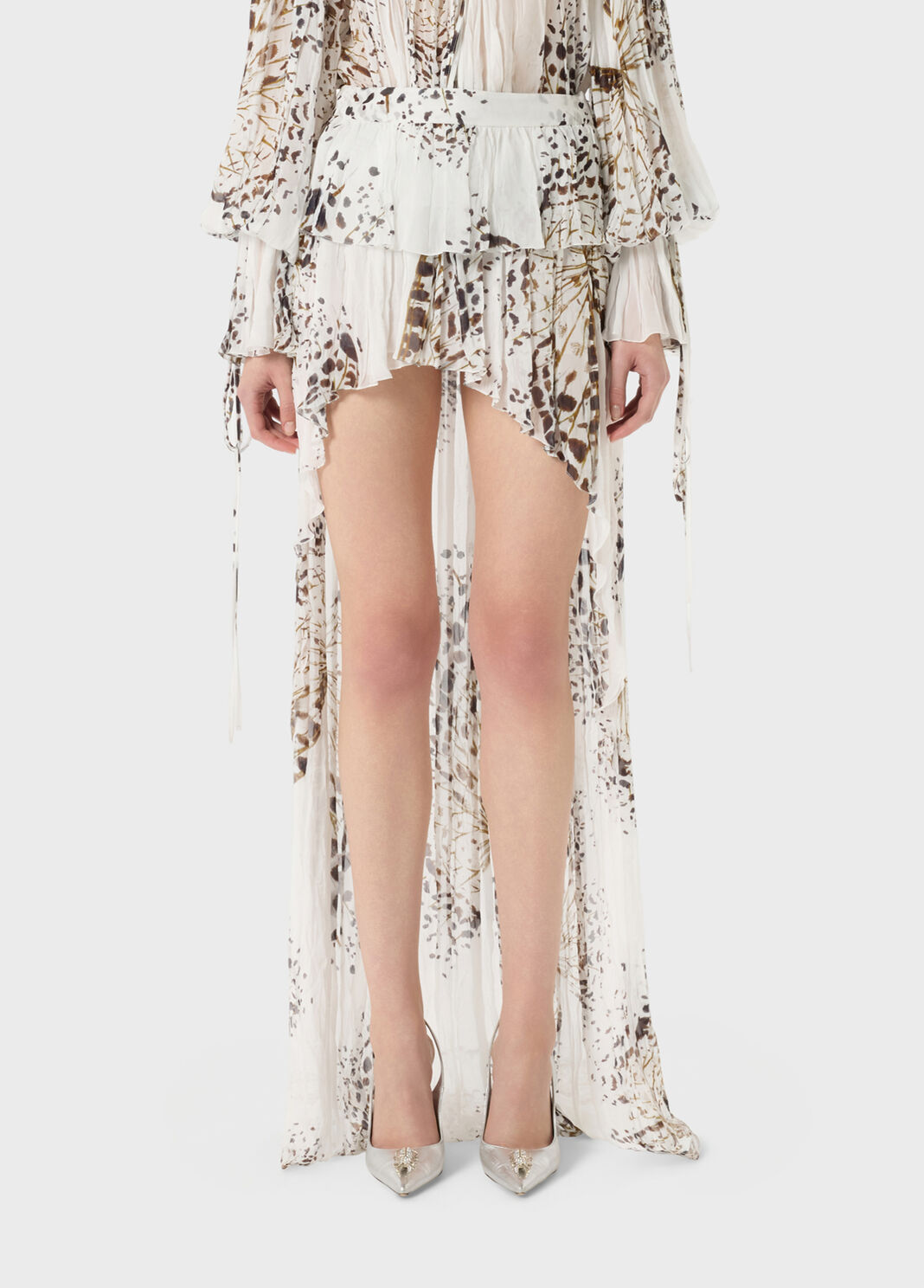 Gonna asimmetrica in georgette a stampa con volant  Blumarine - large image number 0