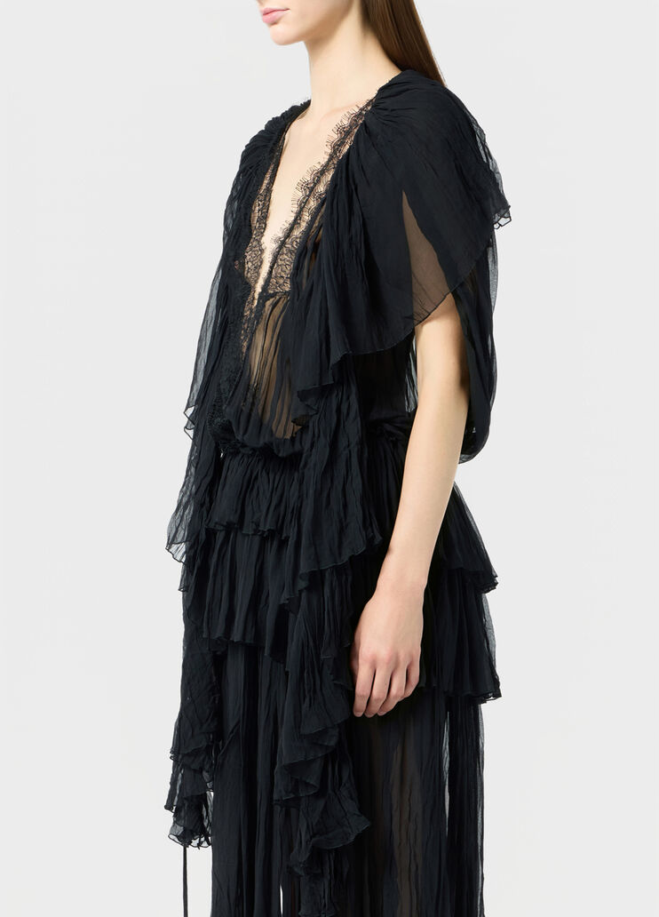 Long pleated georgette dress with lace insert  Blumarine - large image number 2