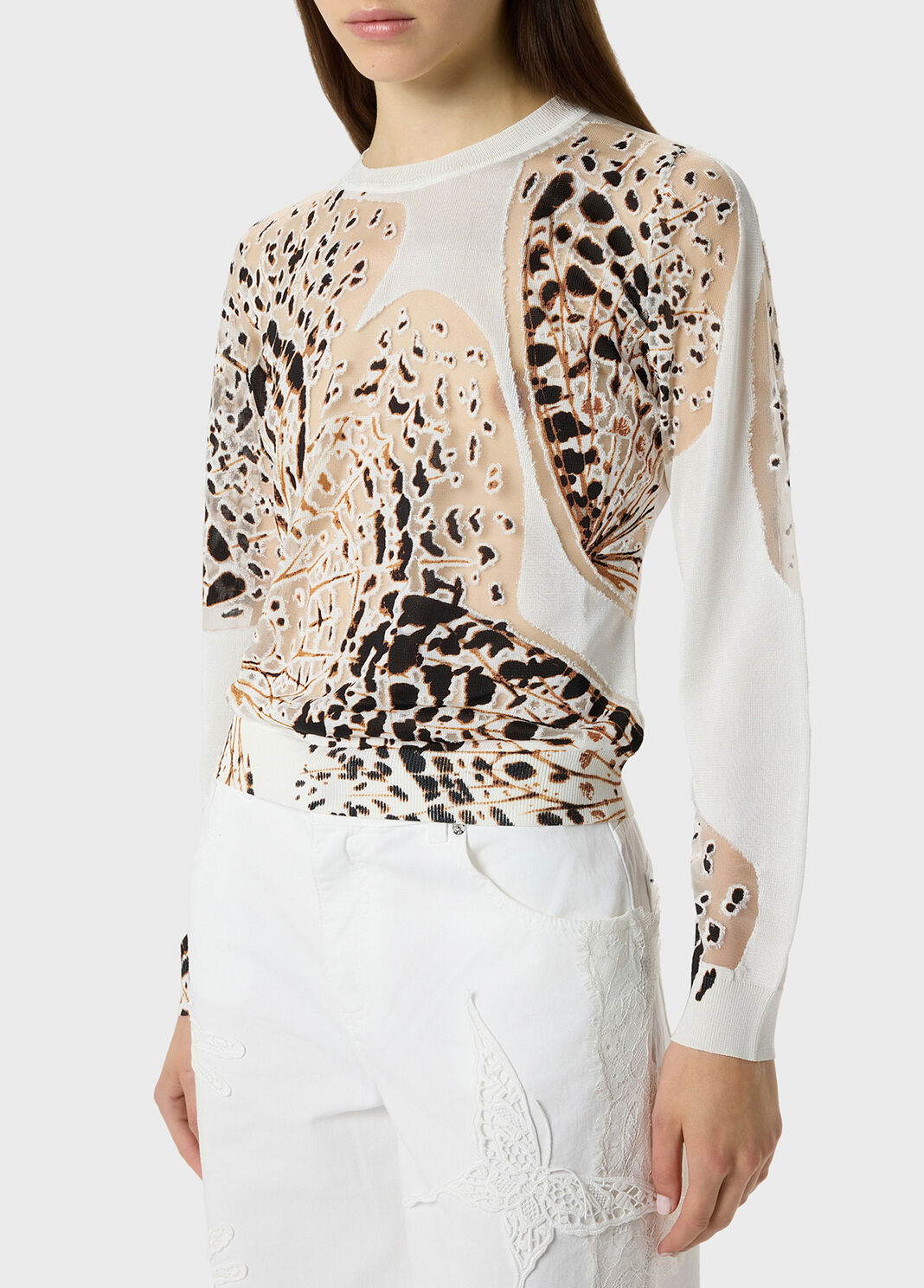 Butterfly Print D&eacute;vor&eacute; Sweater  Blumarine - large image number 2