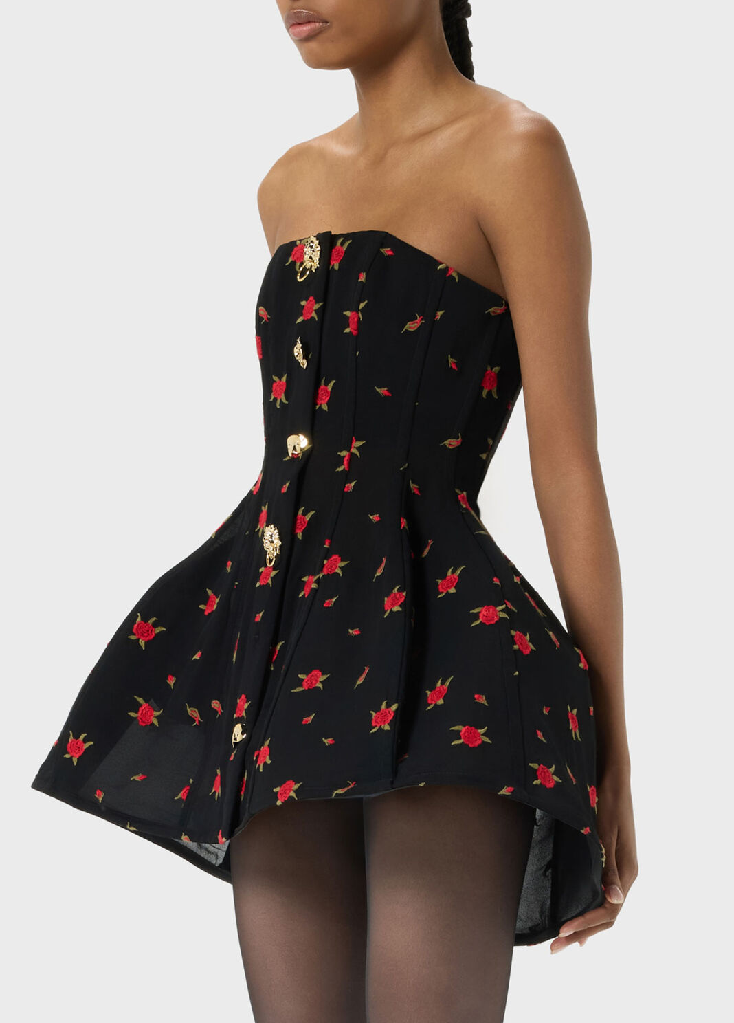 Short dress with rose embroidery and bejewelled buttons  Blumarine - large image number 2