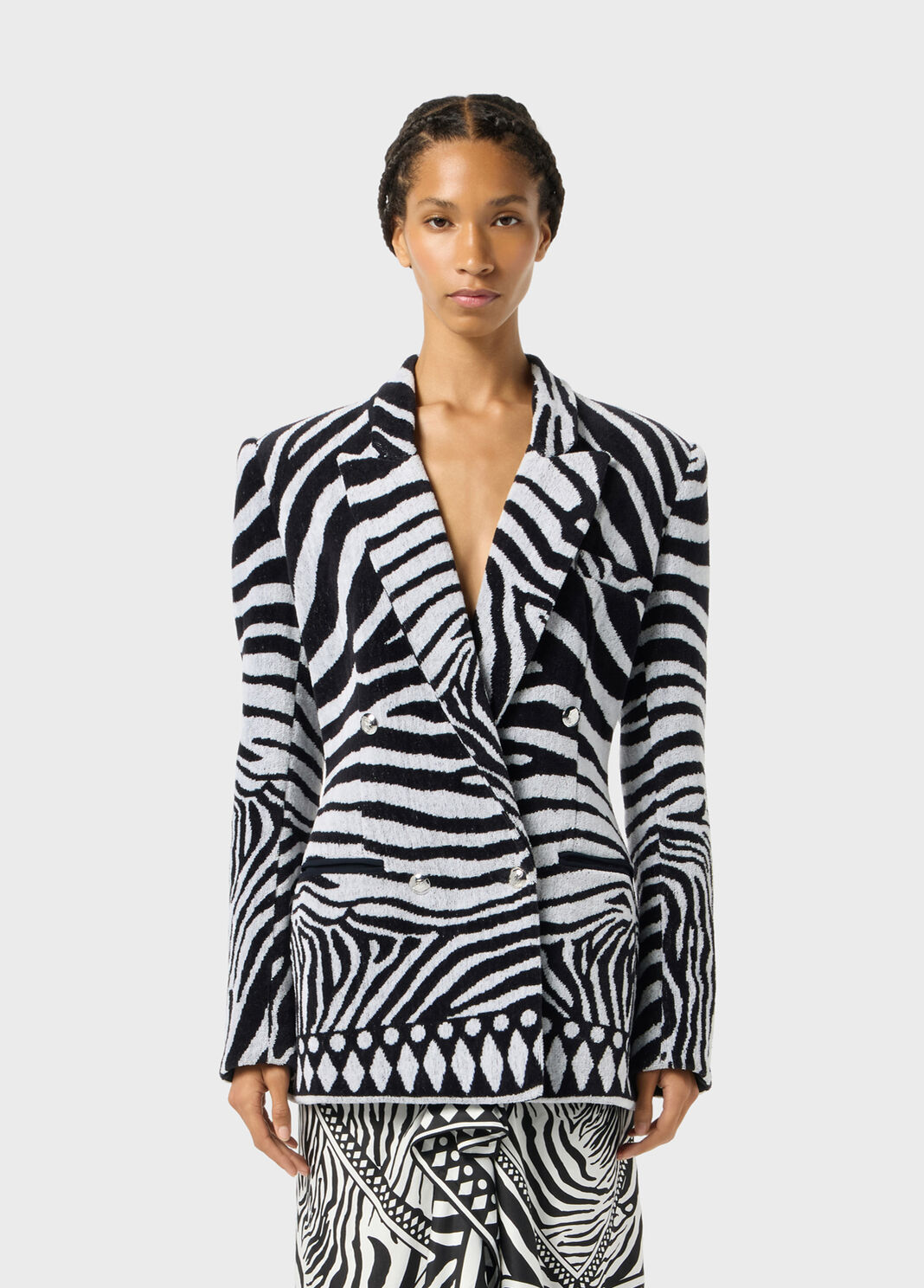 Double-breasted jacquard jacket with zebra design  Blumarine - large image number 0