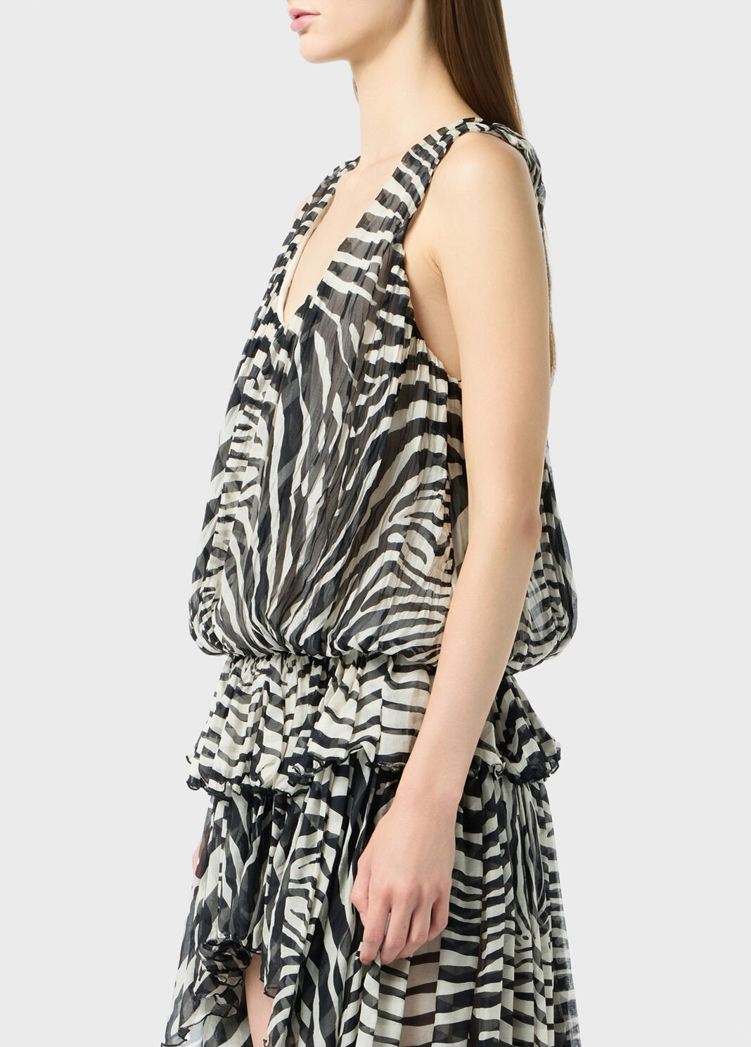 Asymmetrisches Chiffonkleid mit Zebraprint  Blumarine - large image number 2