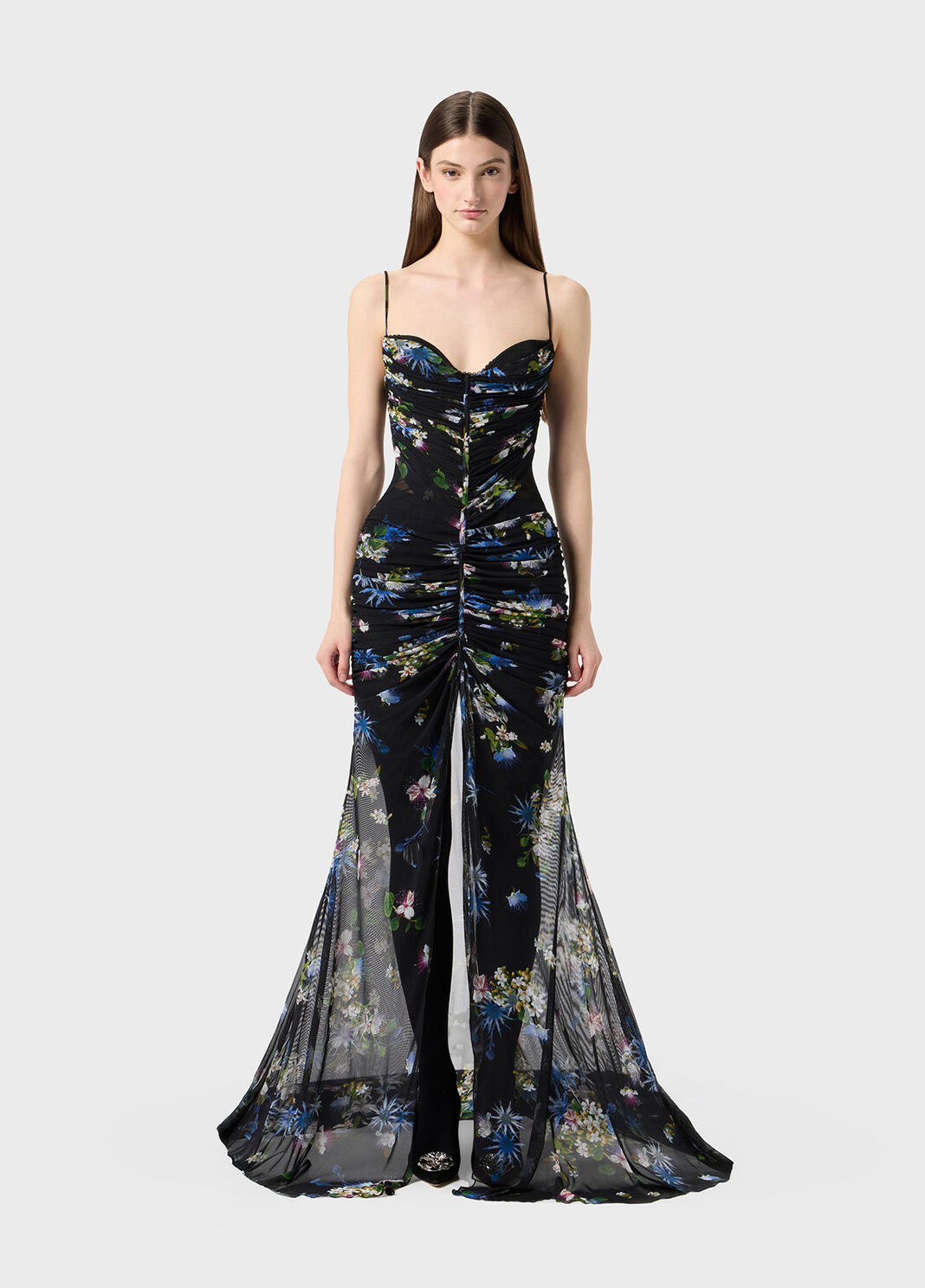 Printed tulle bustier dress with slit  Blumarine - large image number 0