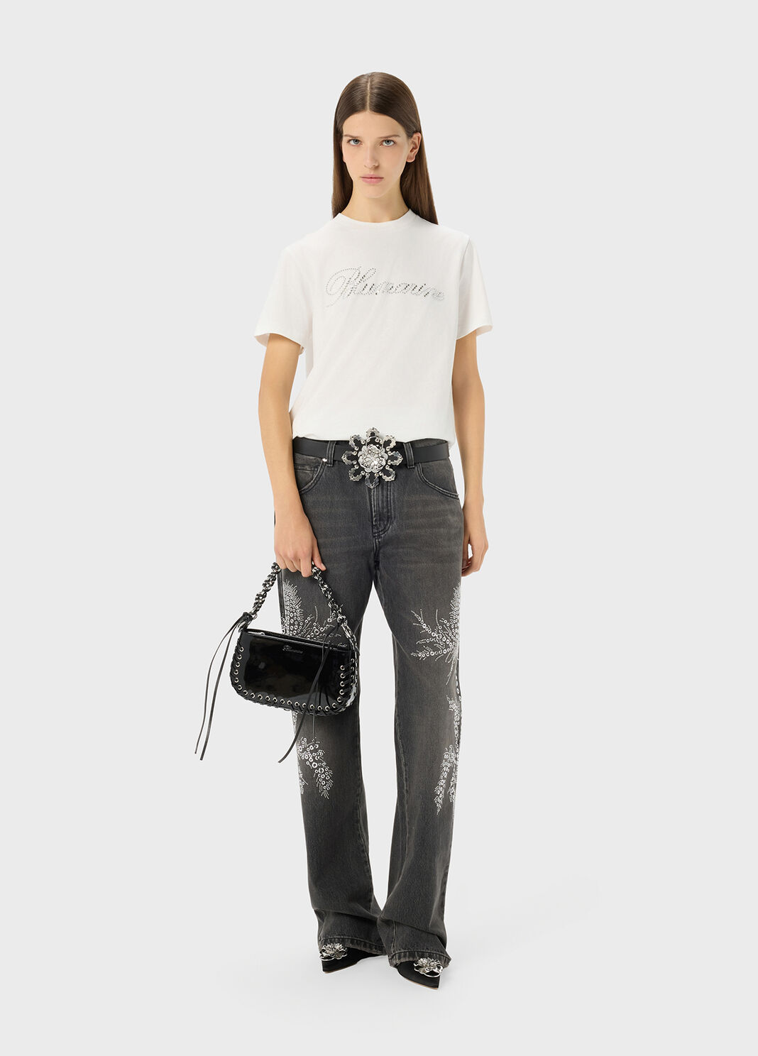 T-shirt mit strass-logo aus glas  Blumarine - large image number 3