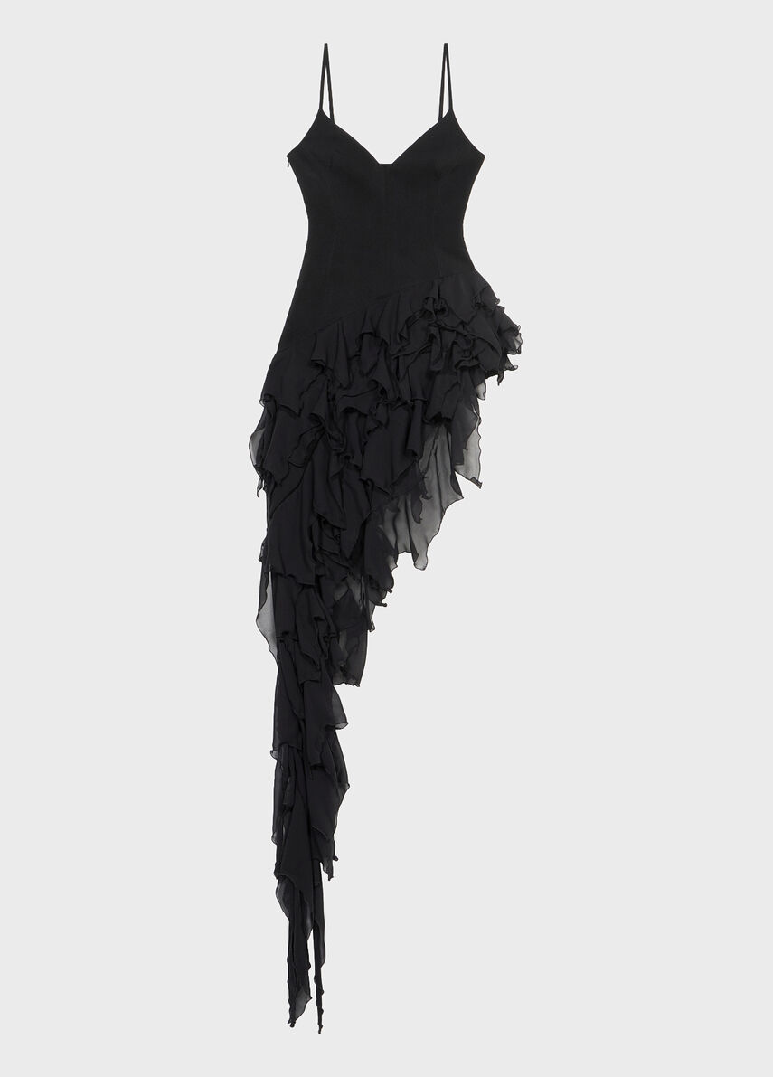 Asymmetric cady dress with ruffles - Blumarine