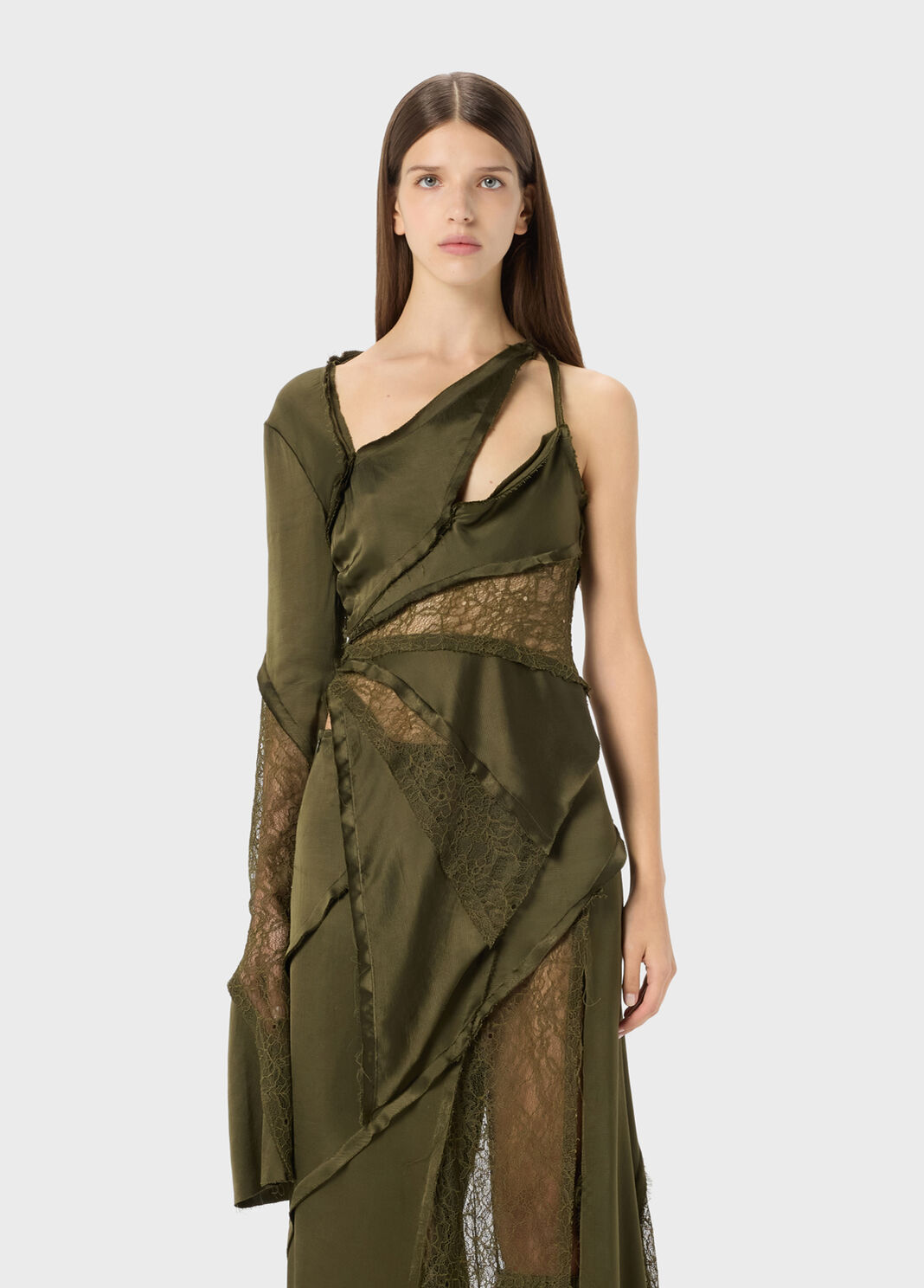 Asymmetric satin and Chantilly lace top  Blumarine - large image number 0