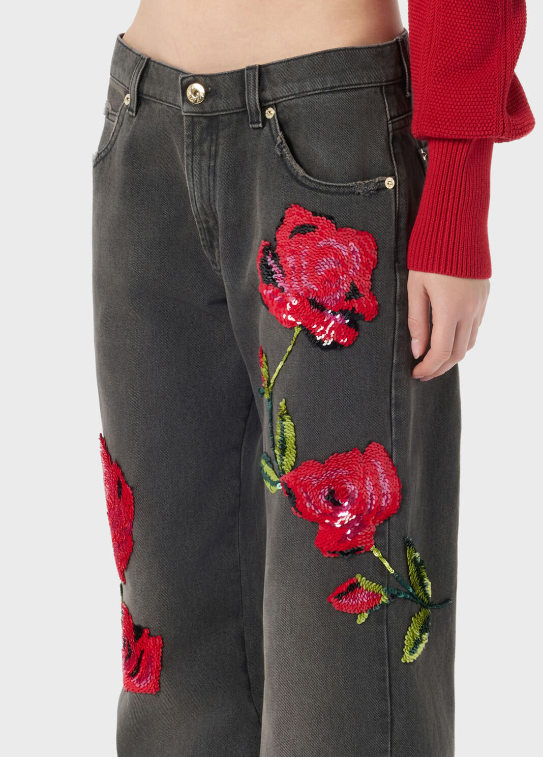 Jean &agrave; jambe large avec broderie en paillettes  Blumarine - large image number 2