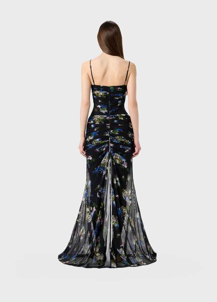 Printed tulle bustier dress with slit  Blumarine - large image number 1
