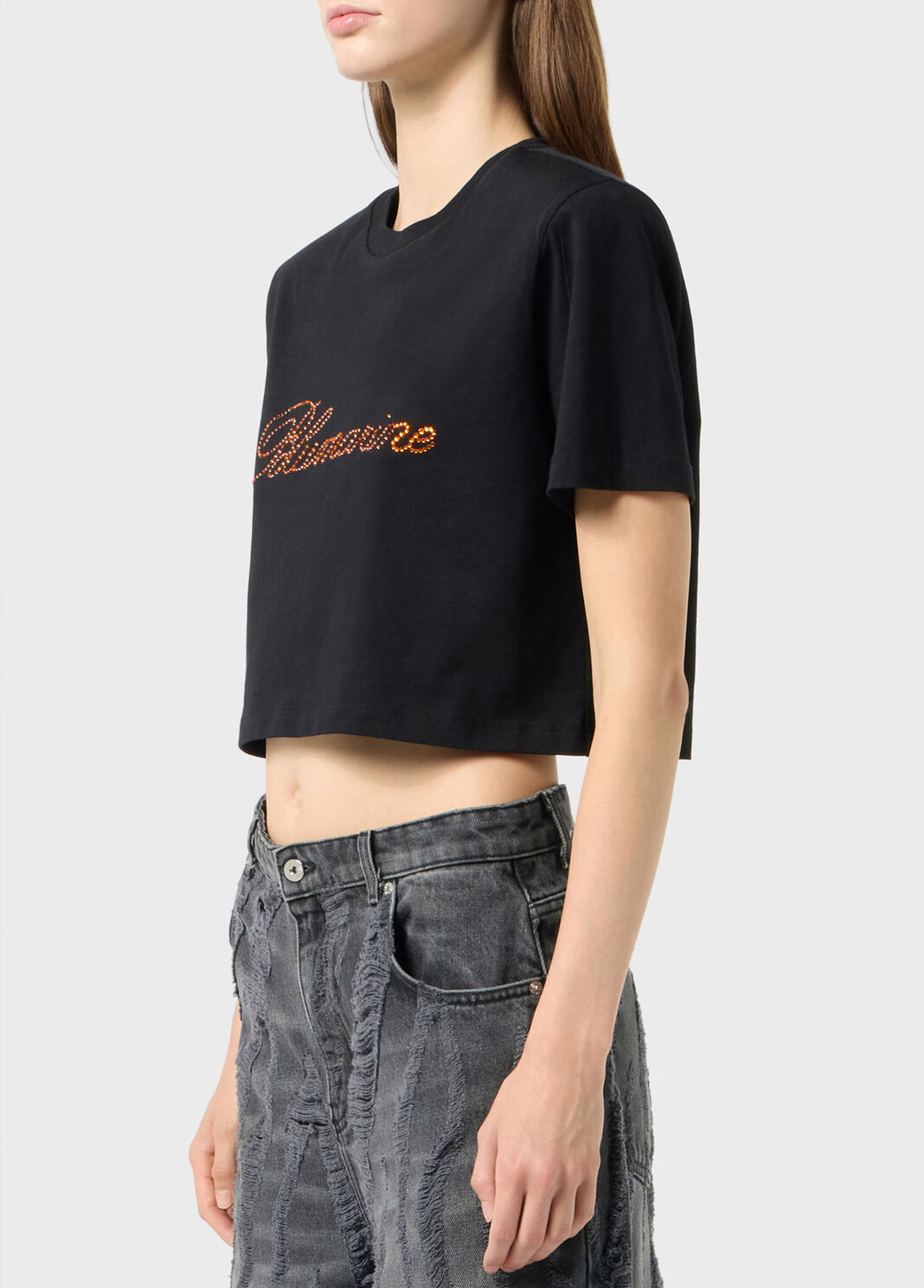 Cropped jersey T-shirt with embroidery  Blumarine - large image number 2