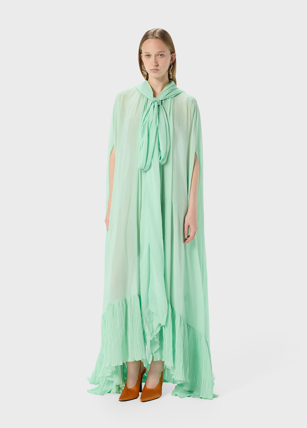 Georgette cape with hood and pleated ruffle  Blumarine - large image number 3