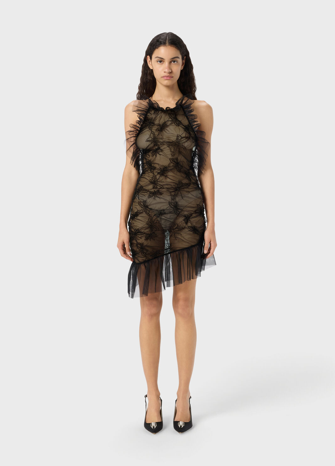 Robe courte en tulle avec broderie et volants  Blumarine - large image number 0