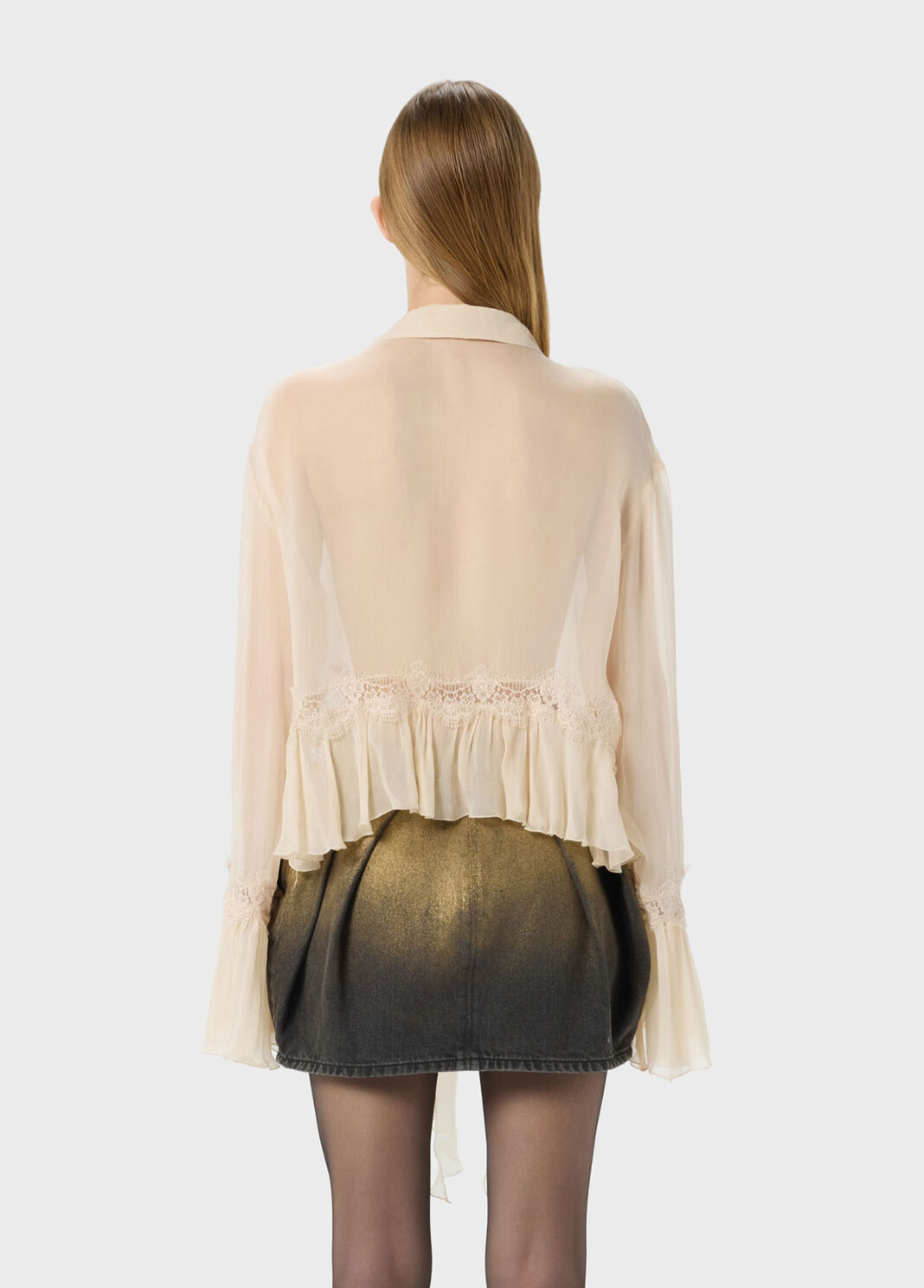 Crepe de chine and lace asymmetrical shirt  Blumarine - large image number 1