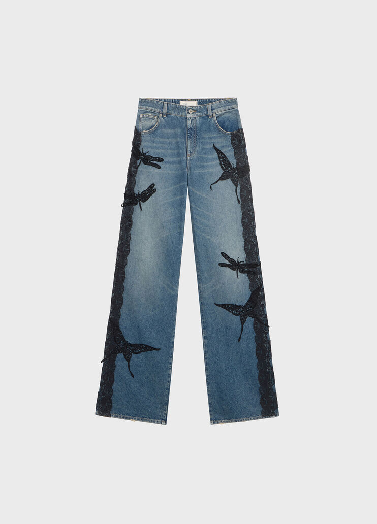 Flare jeans with butterfly embroidery and lace bands  Blumarine - medium