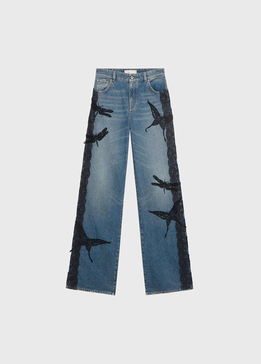 Flare jeans with butterfly embroidery and lace bands  Blumarine - large image number 4