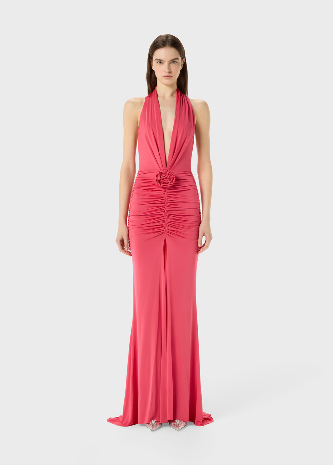 Long shiny jersey dress with rose  Blumarine - large image number 0