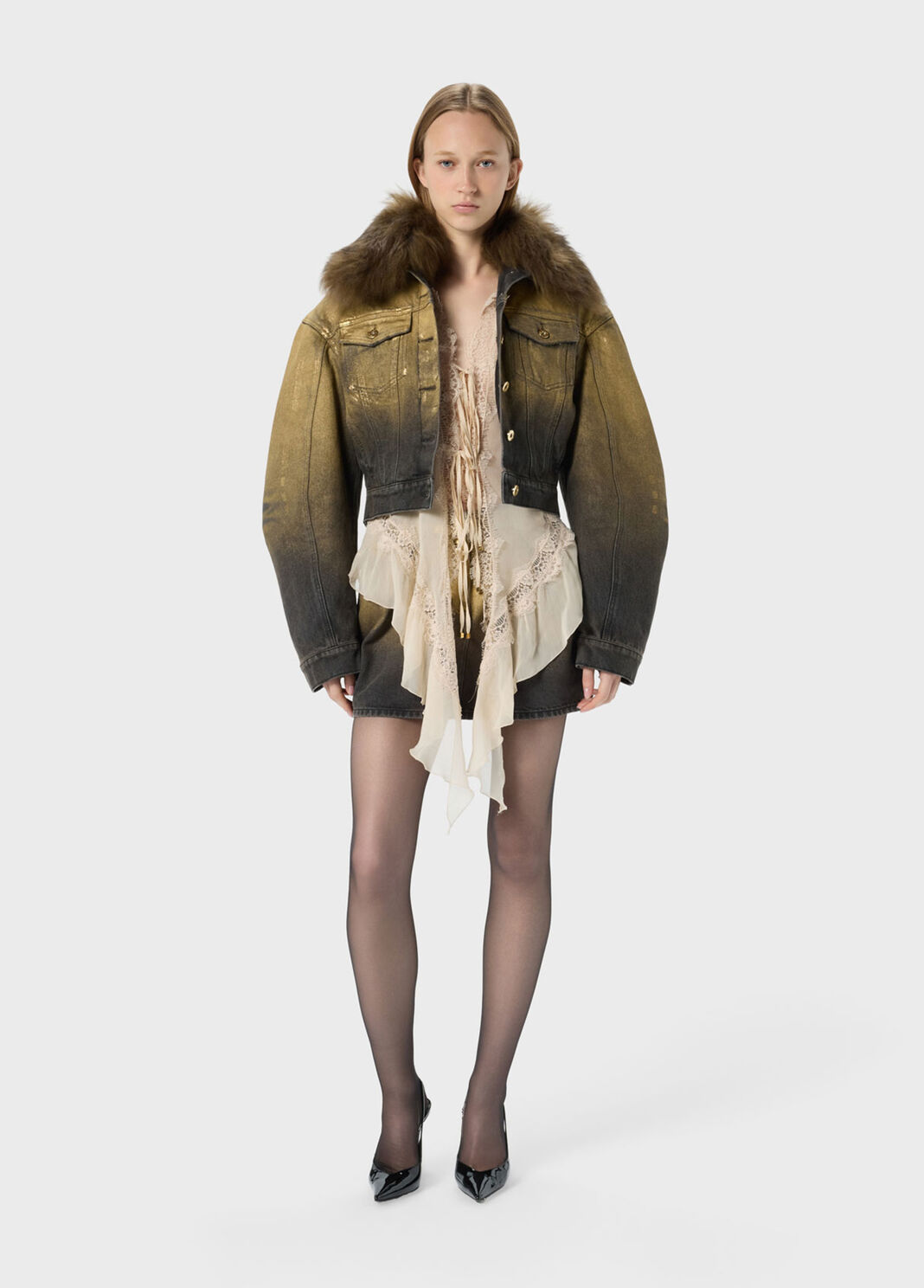 Crepe de chine and lace asymmetrical shirt  Blumarine - large image number 3