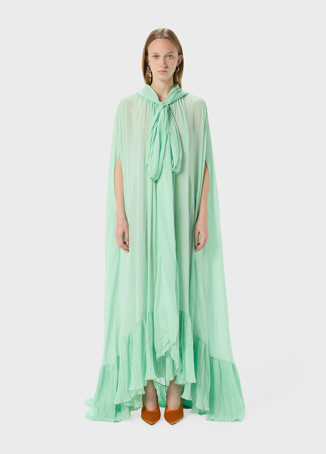 Georgette cape with hood and pleated ruffle  Blumarine - large image number 0