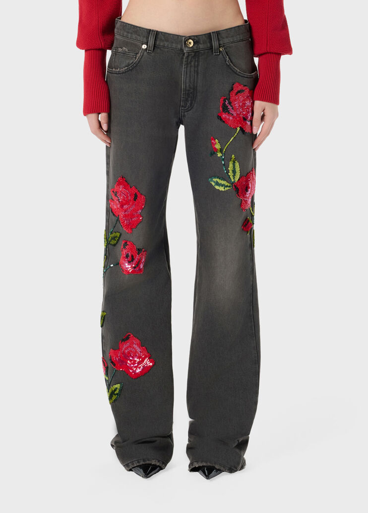 Wide-leg jeans with sequin embroidery  Blumarine - medium