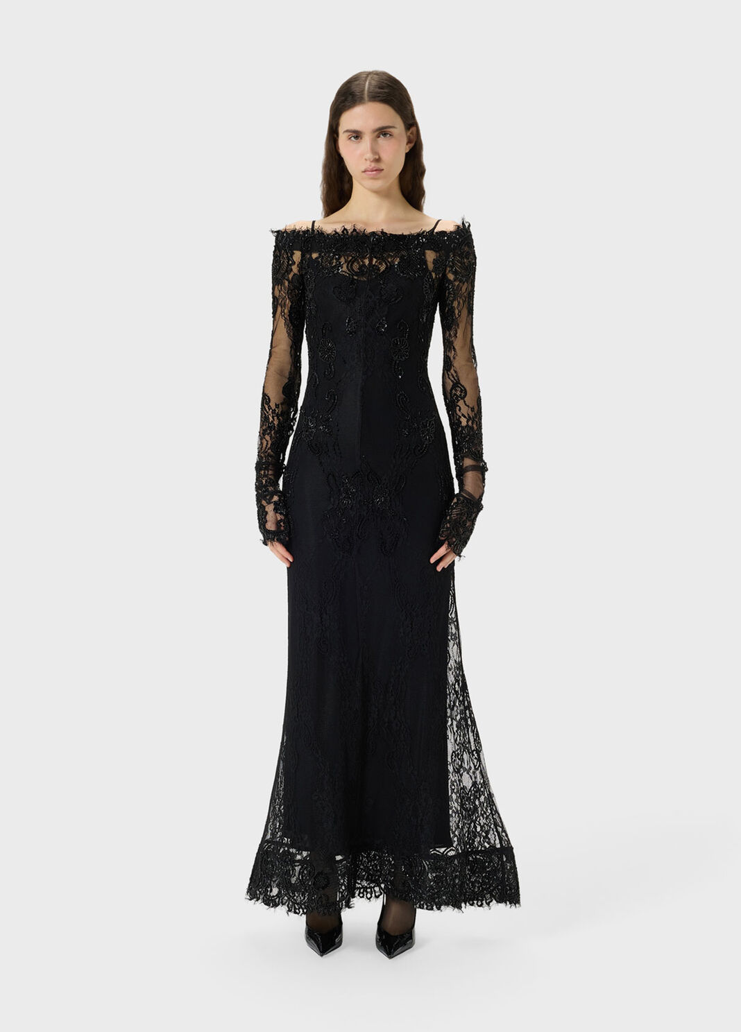 Long stretch lace dress with embroidery  Blumarine - large image number 0