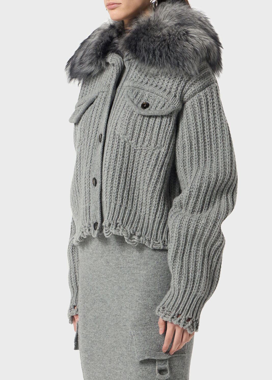Wool cardigan with faux fur collar  Blumarine - large image number 2