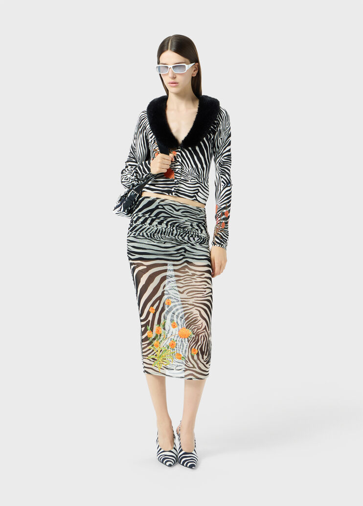 Cardigan with embroidery and faux fur collar  Blumarine - large image number 3