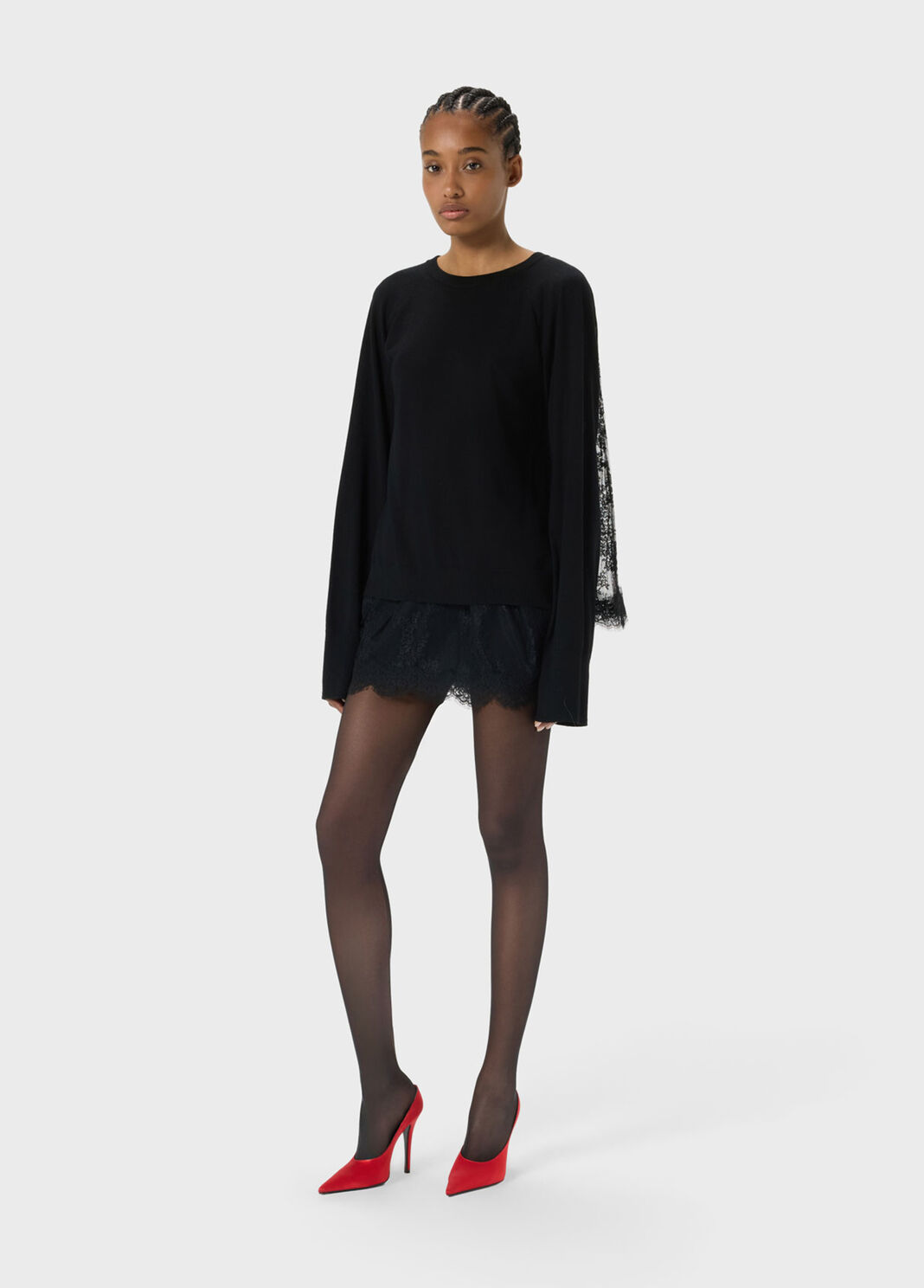 Wool jumper with pleated tulle back  Blumarine - large image number 3