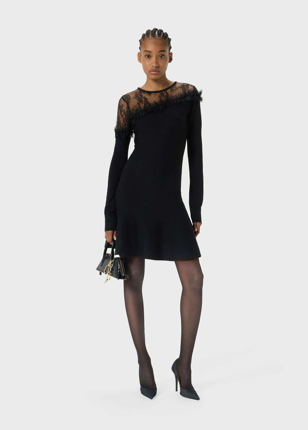 Wool dress with tulle yoke  Blumarine - large image number 3