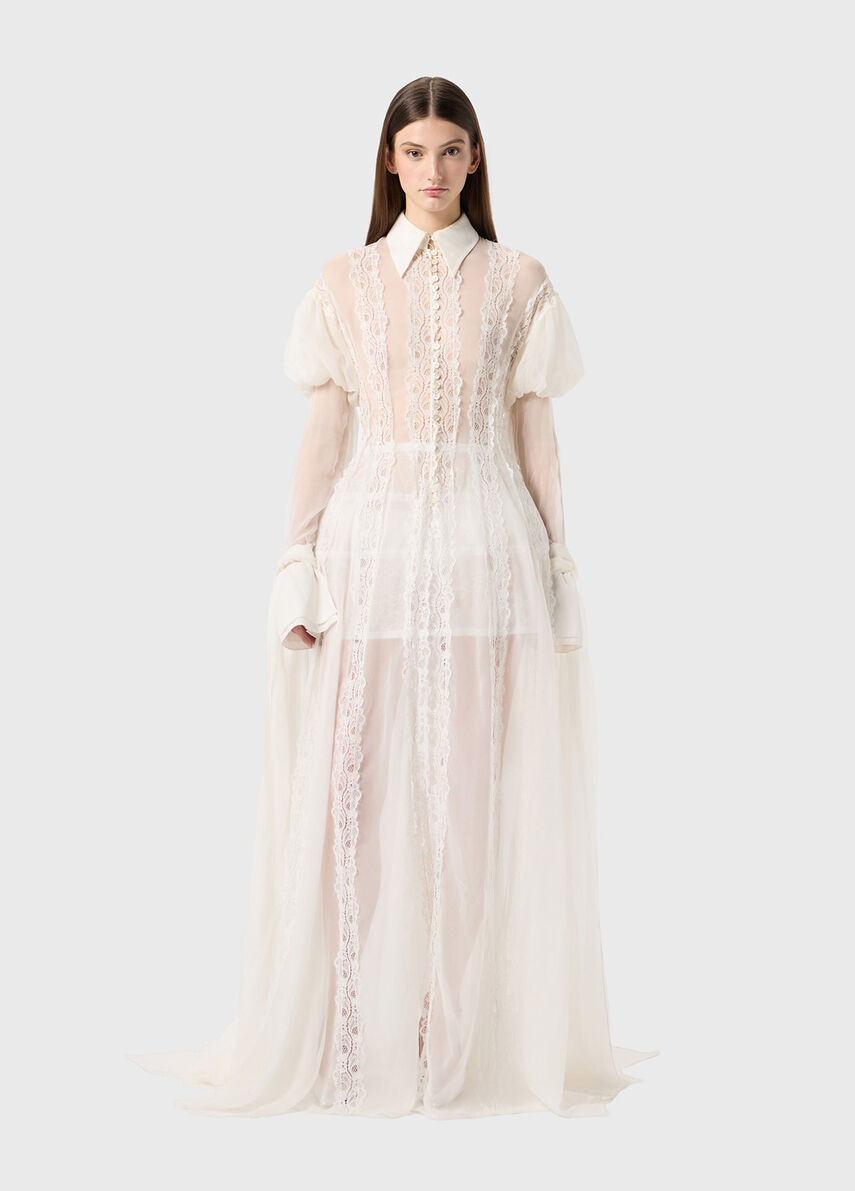 Chiffon and lace shirt dress