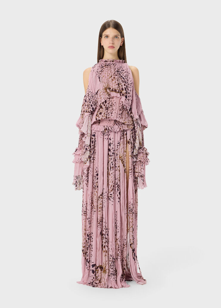 Long printed pliss&eacute; georgette dress  Blumarine - medium