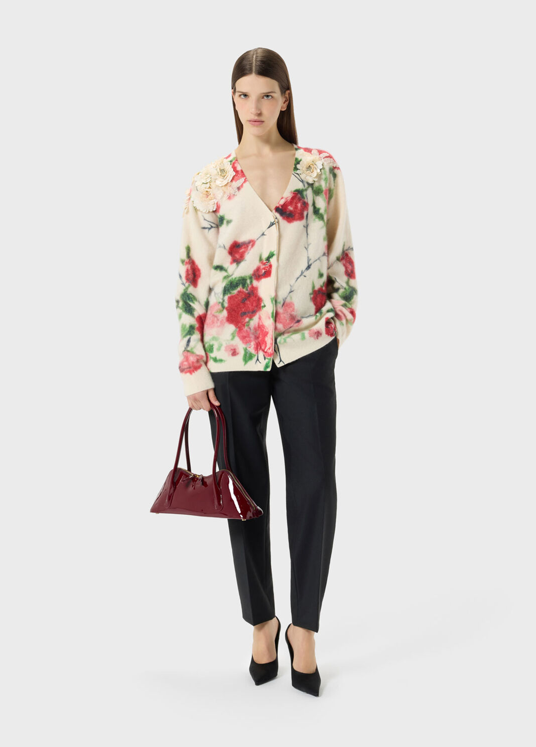 Cardigan aus Wolle und Kaschmir mit 3D-Blumenprint  Blumarine - large image number 3