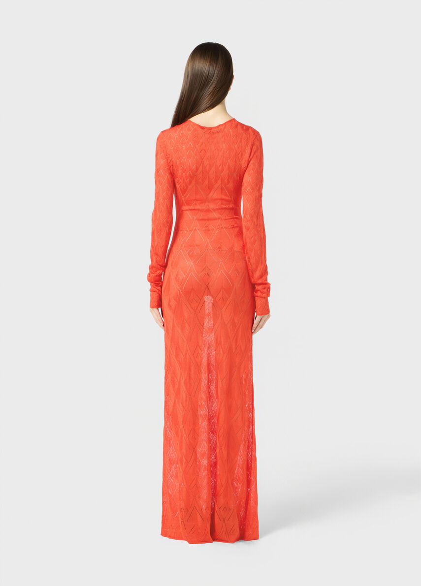 Long viscose dress with geometric openwork - Blumarine