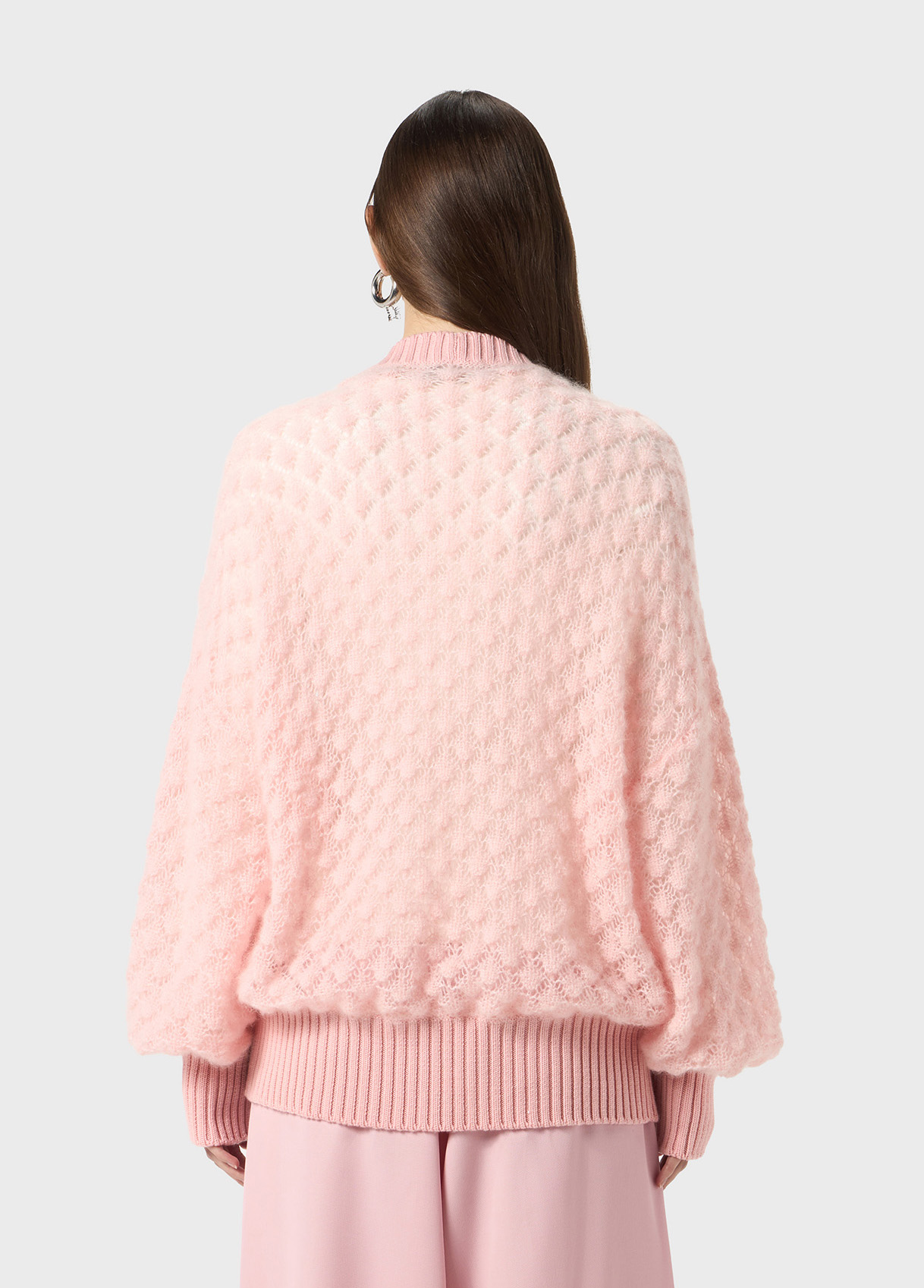 ÉPINE PARIS big knit pink Oversized openwork knit cardigan - Blumarine