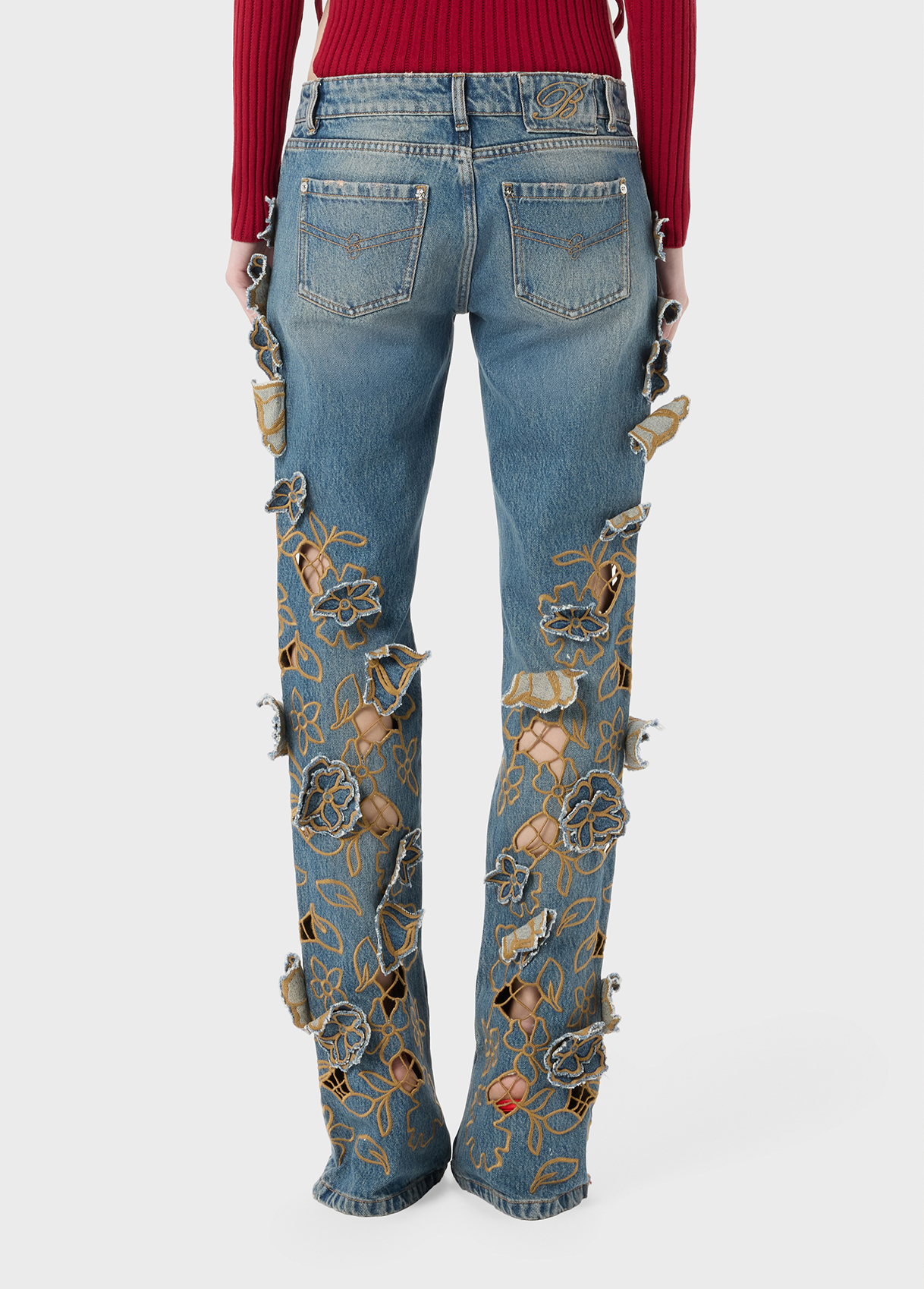 Straight leg jeans with embroidery Straight leg jeans with embroidery