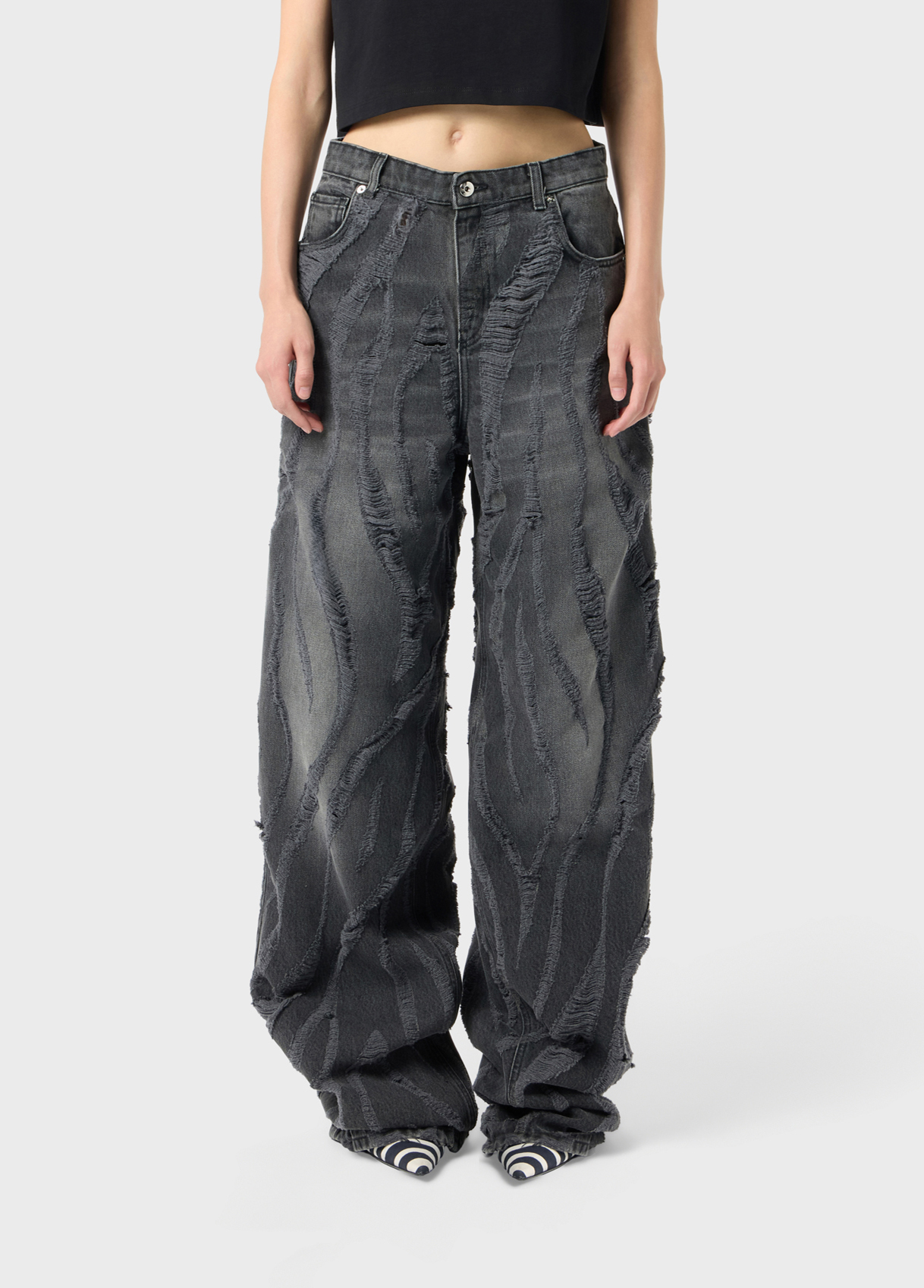 Baggy laser-cut denim jeans - Blumarine