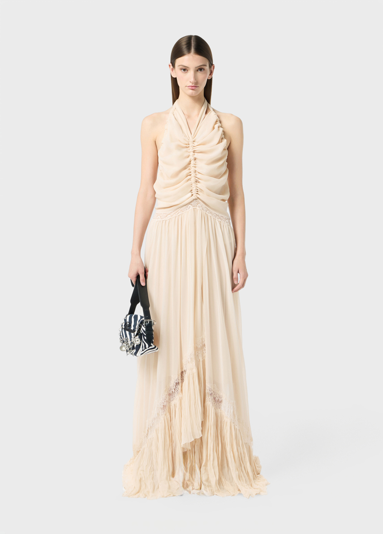 Long georgette dress with gathered detailing - Blumarine
