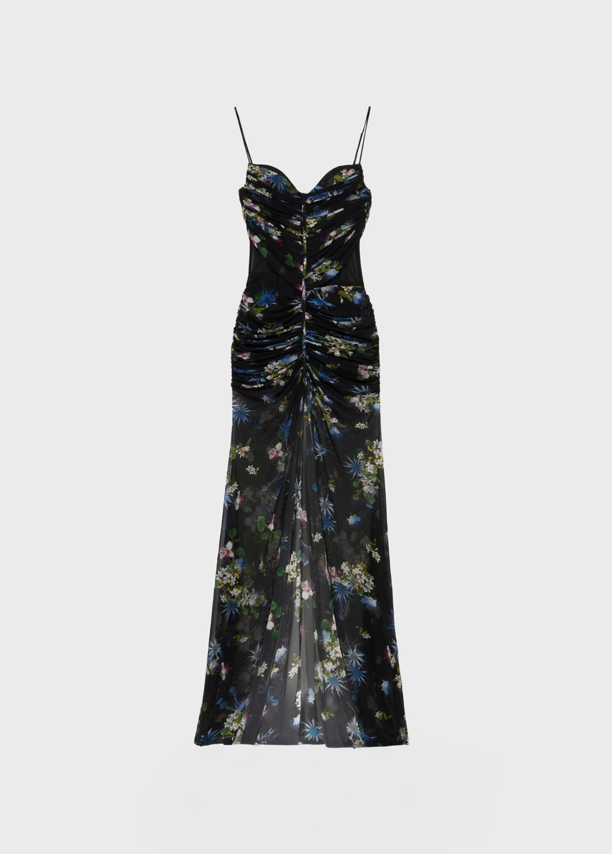 Printed tulle bustier dress with slit - Blumarine