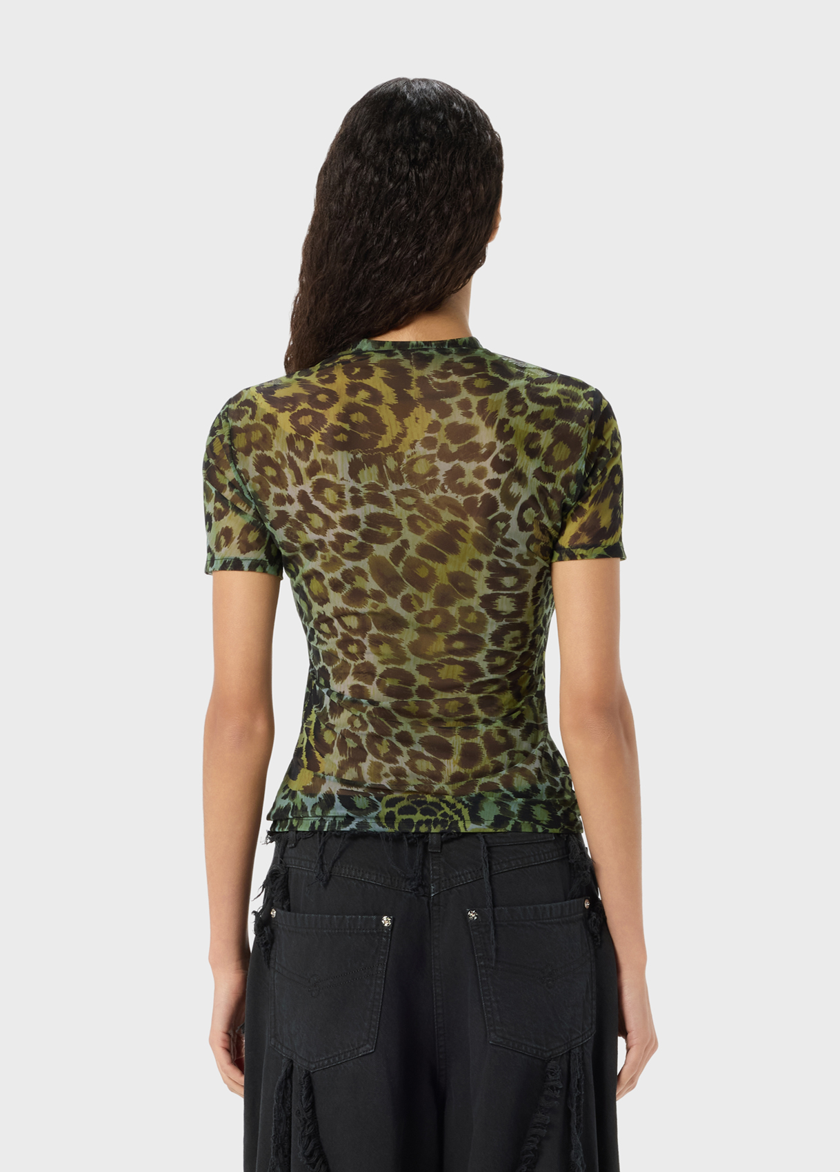 Tulle printed T-shirt with Blumarine rhinestone embroidery - Blumarine