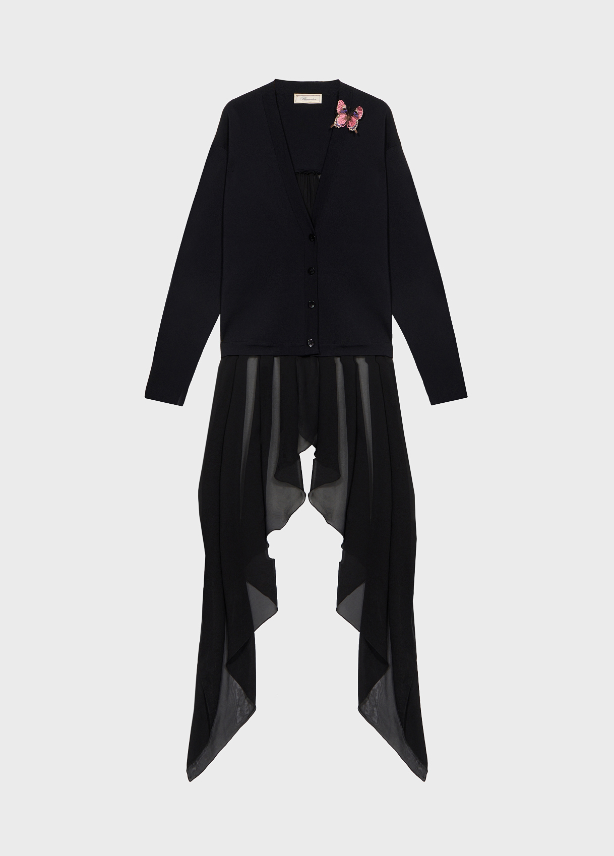 Knit Cardigan with Embroidery and Swallow Tails - Blumarine